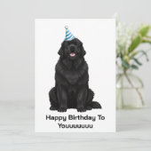 Nieuwfoundse hond Happy Birthday To Youuuuu kaart (Staand voorkant)