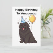 Nieuwfoundse hond Happy Birthday To Youuuuu kaart (Staand voorkant)