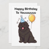 Nieuwfoundse hond Happy Birthday To Youuuuu kaart (Voorkant / Achterkant)