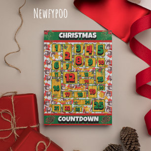 Nieuwfypoo hond aftellen Kerstmis Adventkalender Feestdagenkaart