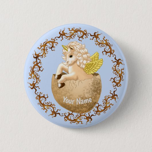 Nieuwgeboren Baby Eenhoorn speld  Ronde Button 5,7 Cm (Voorkant)