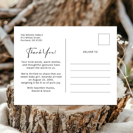 Nieuwgeboren Foto Bedankkaart Postkaart