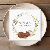 Nieuwgeborene-eucalyptus-krans, modern visitekaart vierkante visitekaartje