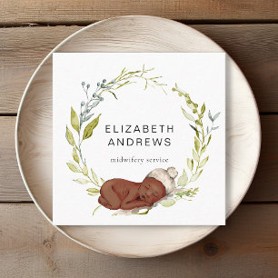 Nieuwgeborene-eucalyptus-krans, modern visitekaart vierkante visitekaartje