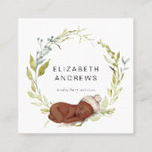 Nieuwgeborene-eucalyptus-krans, modern visitekaart vierkante visitekaartje (Voorkant)