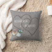 Nieuwgehuwden gepersonaliseerde strand hart cadeau kussen (Deken)
