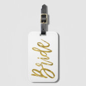 Nieuwgetrouwd Bruid Goud Folie Bagage Label (Voorkant (verticaal))