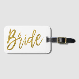 Nieuwgetrouwd Bruid Goud Folie Bagage Label