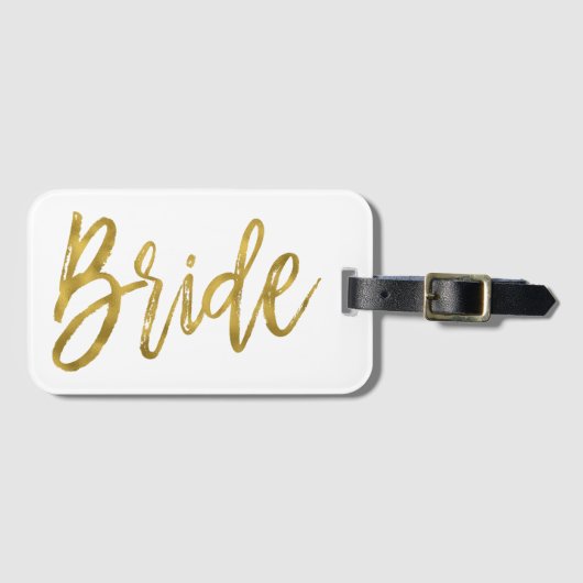 Nieuwgetrouwd Bruid Goud Folie Bagage Label (Voorkant (horizontaal))