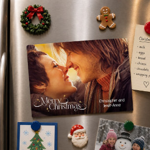 Nieuwgetrouwd Foto Kerstkaart Aandenken Magneet Magnetische Uitnodiging