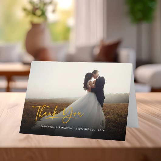 Nieuwgetrouwd Fotoscript Elegant Bedankkaart