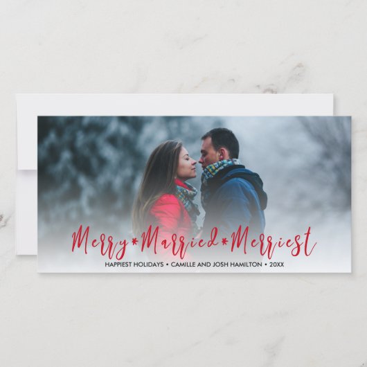 Nieuwgetrouwd Net Getrouwd Kerstvakantie Foto Feestdagenkaart (Voorkant)