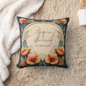 Nieuwgetrouwd Vintage Bloem Monogram Klaproos Art  Kussen (Deken)