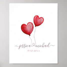 Nieuwgetrouwden Liefde Ballonnen Namen en Datum Vi Poster