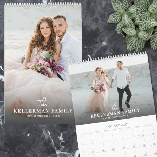 Nieuwgetrouwden Moderne Elegante Trouwfoto Kalender