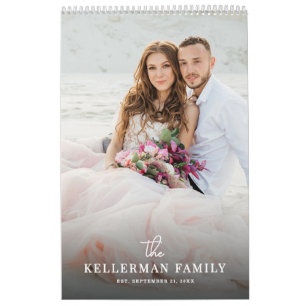 Nieuwgetrouwden Moderne Elegante Trouwfoto Kalender