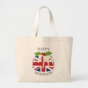 nieuwheid   Festive Pudding   UNION JACK UK FLAG Grote Tote Bag
