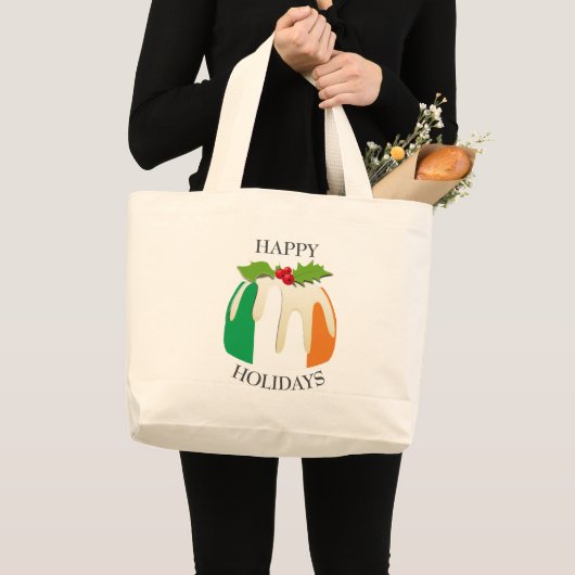 nieuwheid | Festive Pudding with | IERLAND FLAG Grote Tote Bag (Voorkant (product))