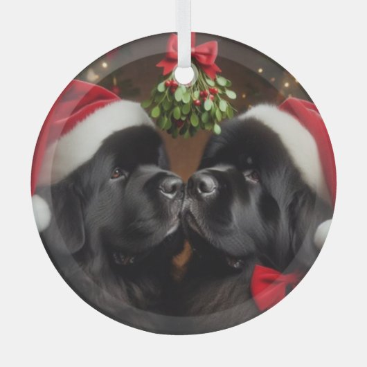 Nieuwigheden onder de Mistletoe Kiss Glas Ornament (Voorkant)