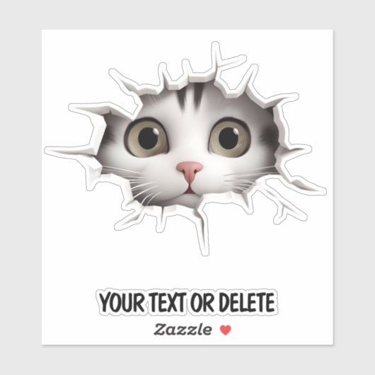 Nieuwigheid Doorbraak Gat Peeking Schattige Cat Ki Sticker (Vel)