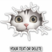 Nieuwigheid Doorbraak Gat Peeking Schattige Cat Ki Sticker (Voorkant)