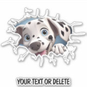 Nieuwigheid Doorbraak Gat Peeking Schattige Dalmat Sticker (Voorkant)