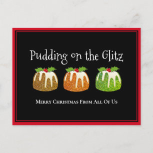 Nieuwigheid PUDDING OP DE GLITZ Corporate Christma Feestdagenkaart