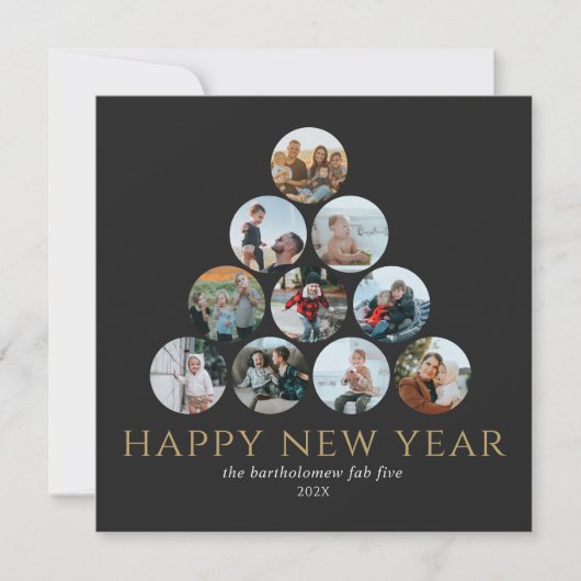 Nieuwjaar 10: Fotovierkant Gold Black Kaart (Voorkant)