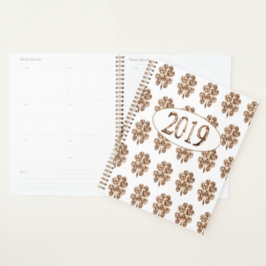Nieuwjaar 2019 Gold en White Four Leaf Clovers Planner (Display)