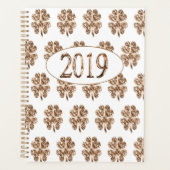Nieuwjaar 2019 Gold en White Four Leaf Clovers Planner (Voorkant)