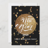 Nieuwjaar 2021 | Bedrijfs Gold Confetti Feestdagenkaart (Voorkant)