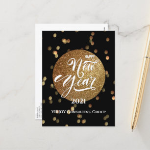 Nieuwjaar 2021   Bedrijfs Gold Confetti Feestdagenkaart