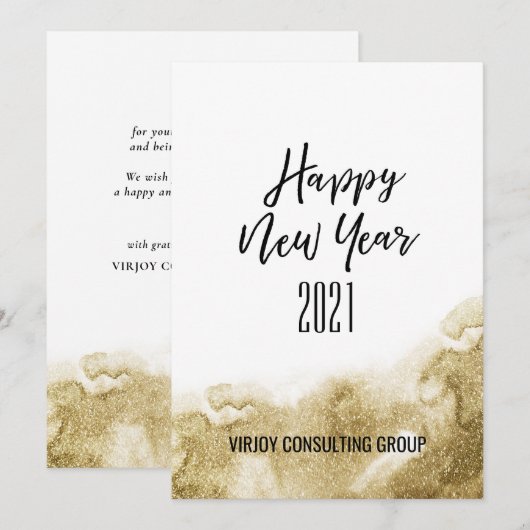 Nieuwjaar 2021 | Business Gold Abstract Feestdagenkaart (Voorkant / Achterkant)