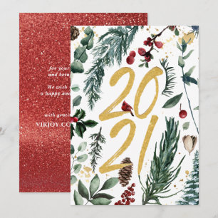 Nieuwjaar 2021   Festive Pine Bough Feestdagenkaart