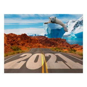 Nieuwjaar 2021, wereldwijde opwarming en klimaatve perfect poster