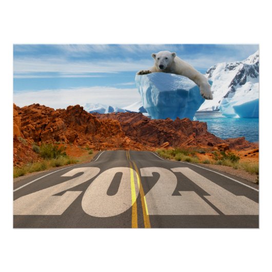 Nieuwjaar 2021, wereldwijde opwarming en klimaatve perfect poster (Voorkant)