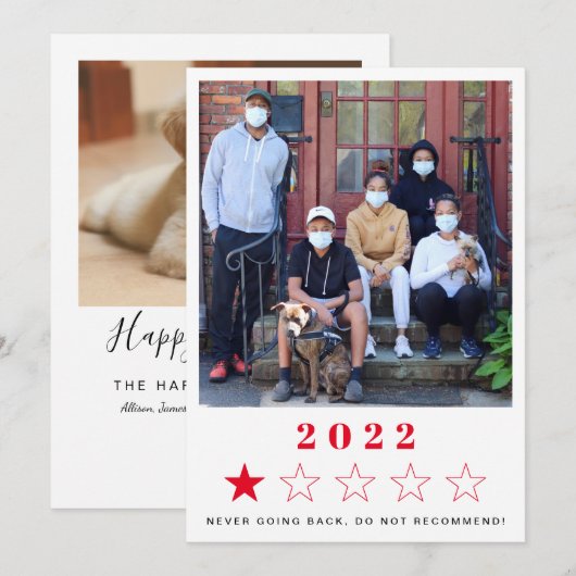 Nieuwjaar 2022 Foto's Red Holiday Kaart (Voorkant / Achterkant)