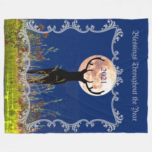 Nieuwjaar 2022 Hertenjager Fleece Deken (Voorkant (Horizontaal))