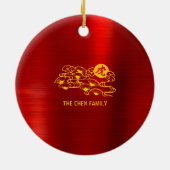 Nieuwjaar 2022 Rode Folie van Papercut Tiger Keramisch Ornament (Achterkant)