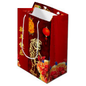 Nieuwjaar 2022 van de Chinese tijger op papier Medium Cadeauzakje (Voorkant Gekanteld)