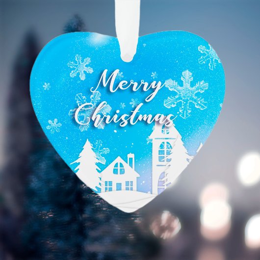 Nieuwjaar 2023 Blauwe Witte Huis Snow Ornament