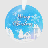 Nieuwjaar 2023 Blauwe Witte Huis Snow Ornament (voorkant)