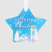 Nieuwjaar 2023 Blauwe Witte Huis Snow Ornament (voorkant)