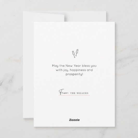 Nieuwjaar 2023 Fun Modern Script Roze Arch Feestdagenkaart (Achterkant)