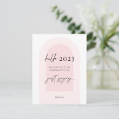 Nieuwjaar 2023 Fun Modern Script Roze Arch Feestdagenkaart (Staand voorkant)