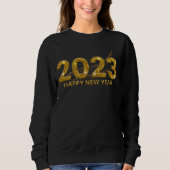 Nieuwjaar 2023 Gold Glitter Sparkle Gold Accent Trui (Voorkant)
