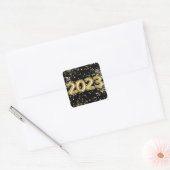 Nieuwjaar 2023 | Gouden en zwarte ballonconfetti Vierkante Sticker (Envelop)