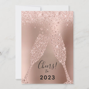 Nieuwjaar 2023 Roos Gold Metallic Glitter Feestdagenkaart