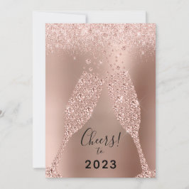 Nieuwjaar 2023 Roze Goud Metaalglitter Feestdagenkaart