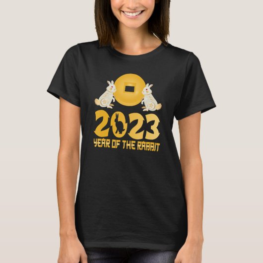 Nieuwjaar 2023 van het konijnengelukkige Chinese j T-shirt (Voorkant)